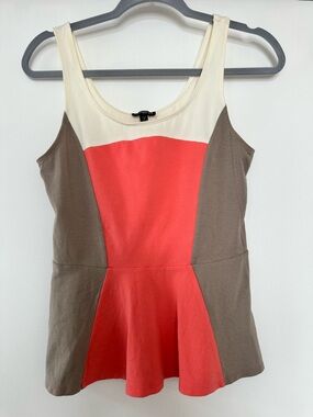 Express Coral and Cream Colorblock Scoop Neck Tank
